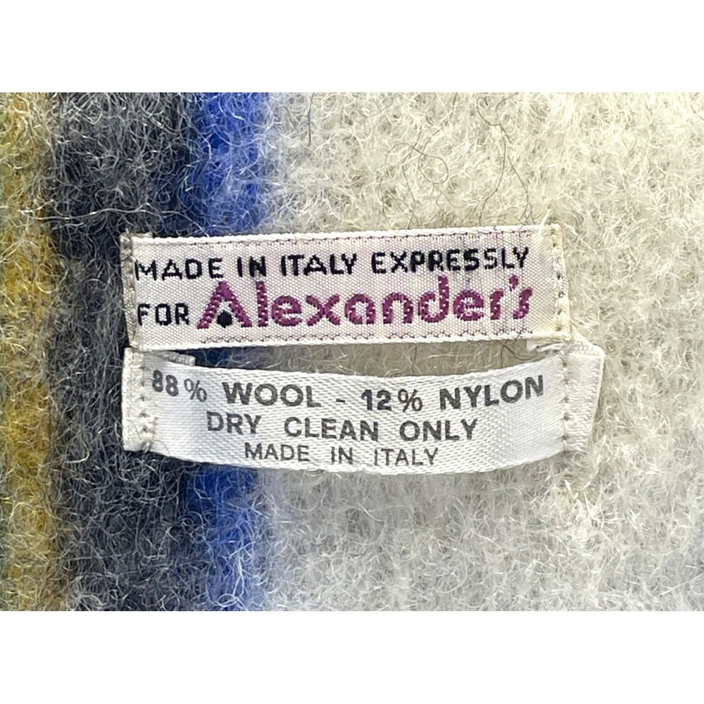 Alexander's Wool Scarf Made in Italy Dry Clean New W/ Tag 62" X 9" - Picture 4 of 6